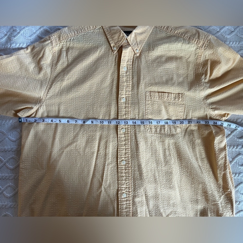 Eddie Bauer Light Yellow Short Sleeve Cotton Dress Shirt Men’s XL - Picture 13 of 14